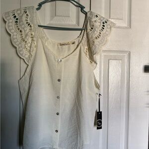 Liberty Love Cream Blouse with Lace Sleeves